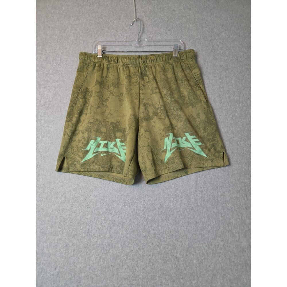 Nike Dri Fit Green Acid Wash Drawstring Athletic Shorts Men's XL Pockets